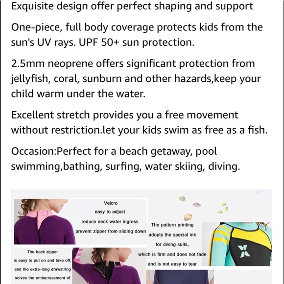 Kids 2.5mm Wetsuit One Piece UV Protection - Picture 9 of 9
